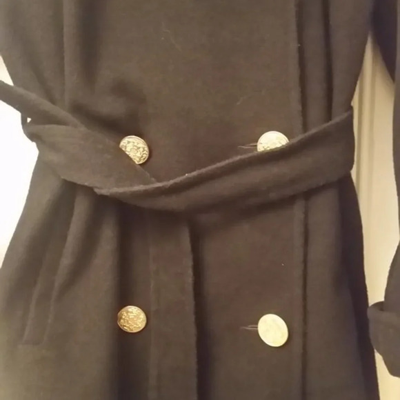 Albert Nipon Black Wool Pea Coat - Picture 11 of 16